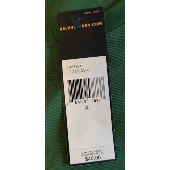 Men's Polo Ralph Lauren Long Sleeve Green Crew Neck Shirt - XL NWT - Picture 3 of 5